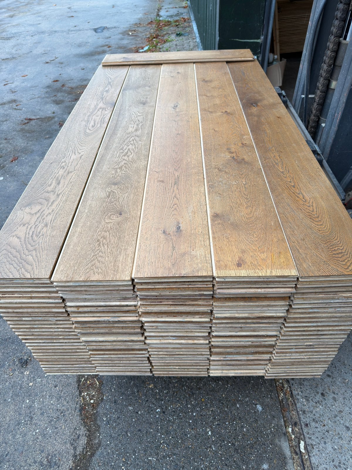 Eiken vloer 42 m2 multivloer 18 cm breed 2 cm dik top 5 mm, Ophalen, Gebruikt, Vloerdelen of -planken, 10 m² of meer