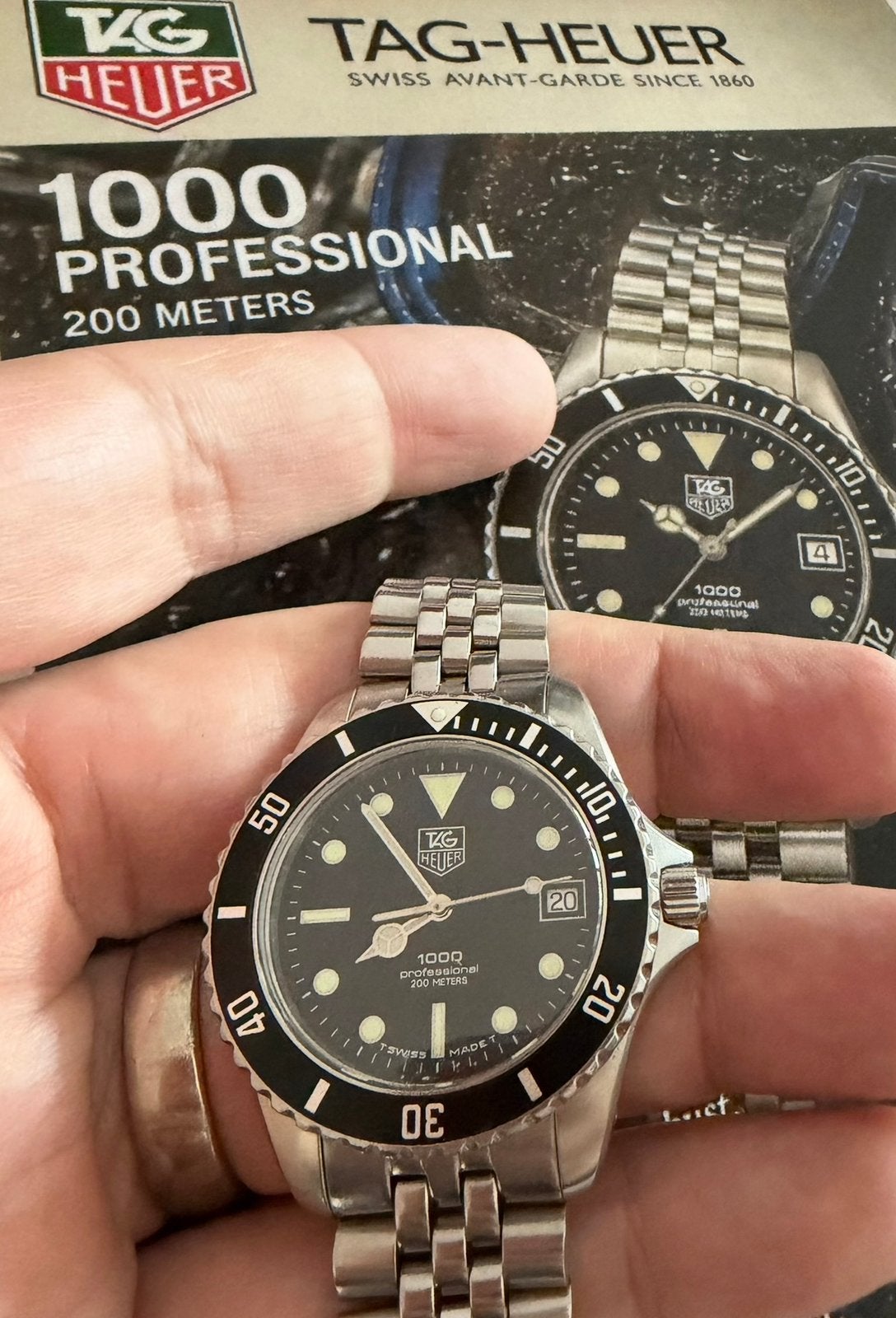 Tag Heuer diver uit de 80s met verzekeringsrapport, Staal, Staal, Polshorloge, Ophalen of Verzenden