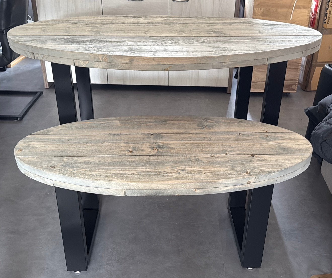 Salontafel en eettafel, Ophalen, Zo goed als nieuw, Ovaal, 50 tot 100 cm