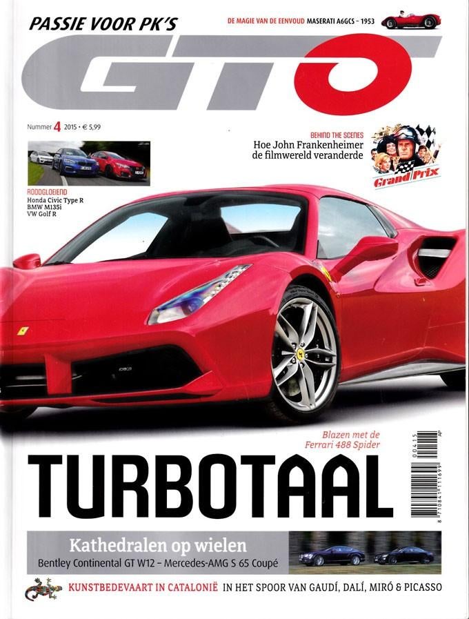 GTO 4 2015 : Ferrari 488 Spider - BMW M135i - Honda Civic R, Boeken, Auto's | Folders en Tijdschriften, Gelezen, Algemeen, Ophalen of Verzenden