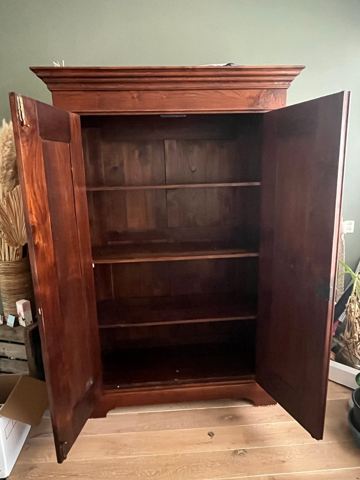 Teak houten kast - 195x120x47-55cm, Ophalen, Gebruikt, 100 tot 150 cm, Teakhout