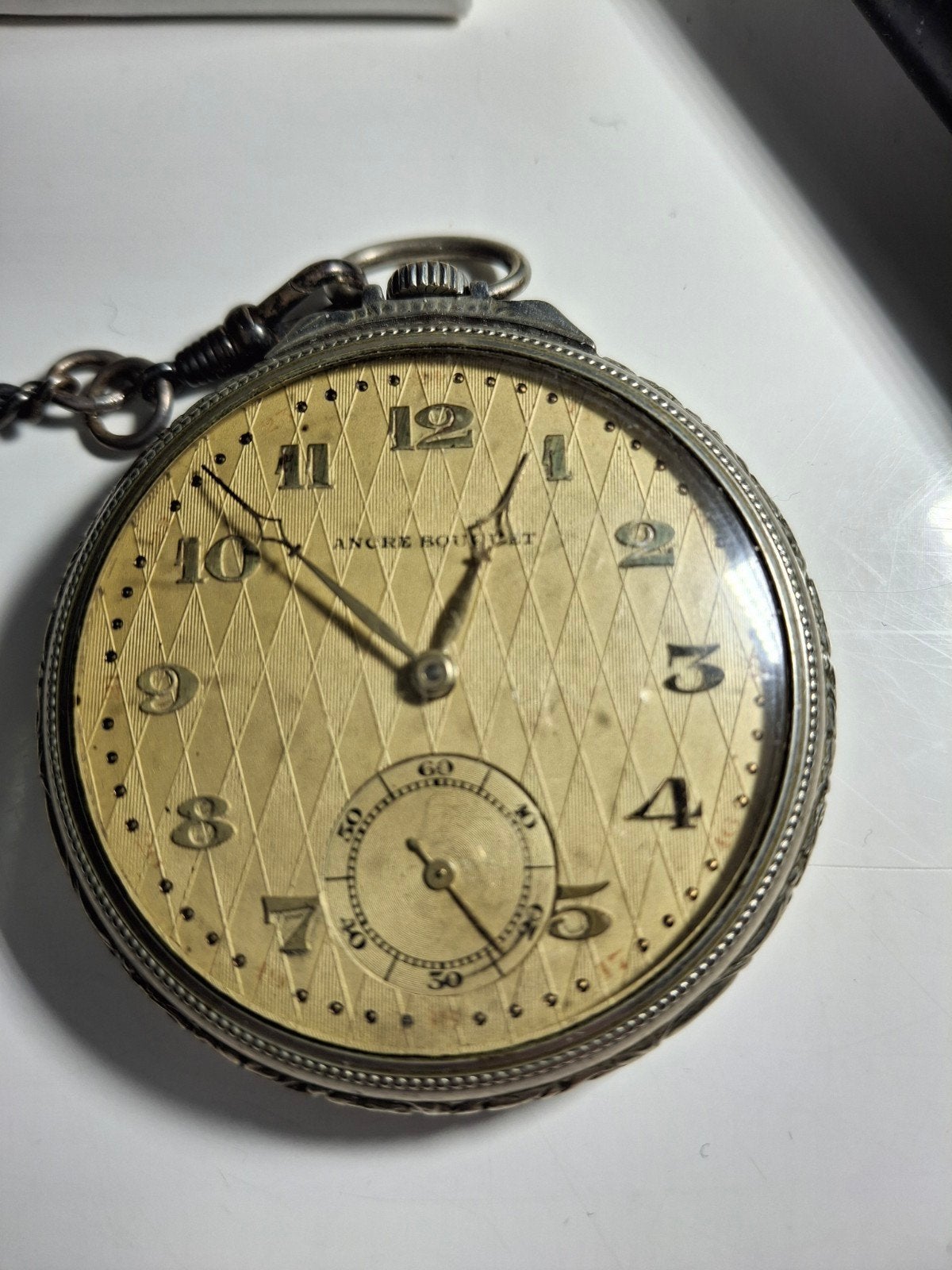 Antiek zakhorloge met ketting - Ancre Boulliat, Sieraden, Tassen en Uiterlijk, Overige merken, Overige materialen, Zakhorloge