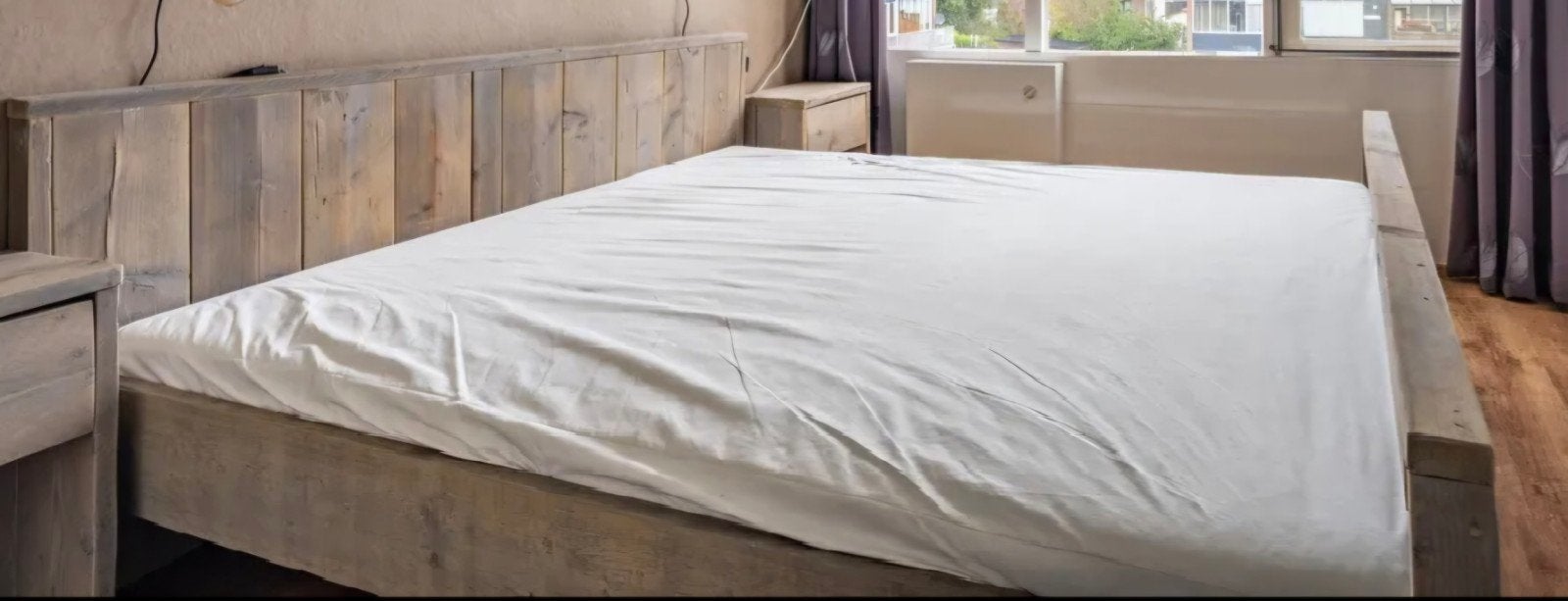 Steigerhouten 2 persoonsbed, Ophalen, 210 cm, Steigerhout, Tweepersoons