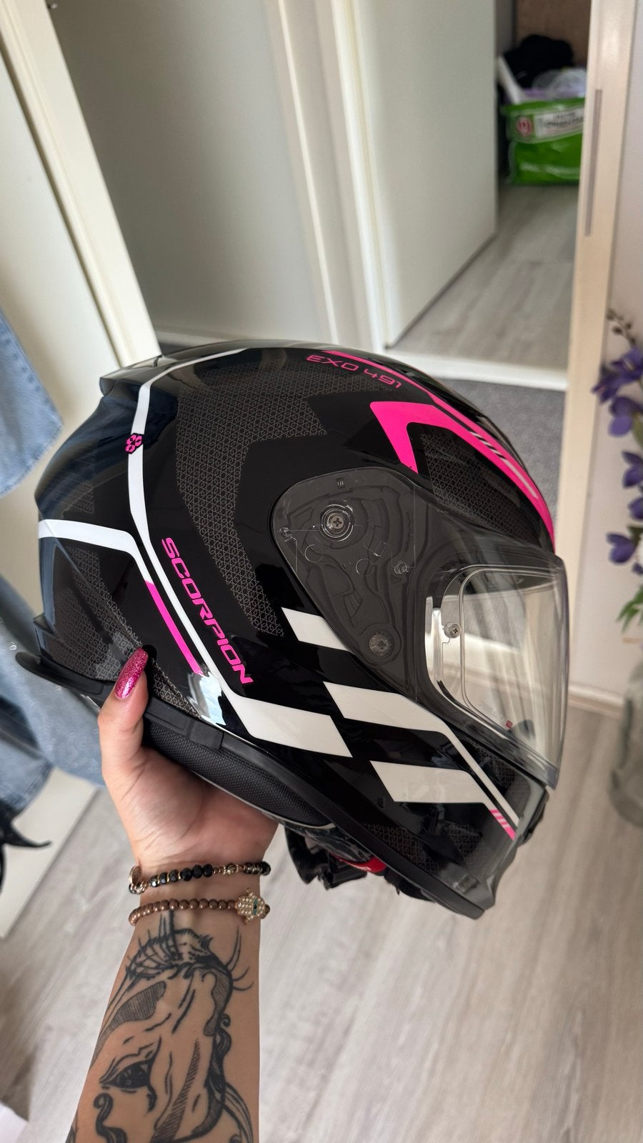 Scorpion EXO-491 Integraalhelm Zwart/Roze Maat S, Motoren, Kleding | Motorhelmen, Overige merken, Ophalen of Verzenden, Integraalhelm