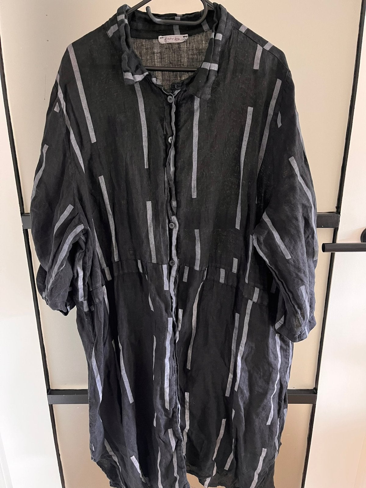 Paprika Zwart Linnen /Jurk met Strepen - xxl, Zwart, Maat 46/48 (XL) of groter, Ophalen of Verzenden, Zo goed als nieuw