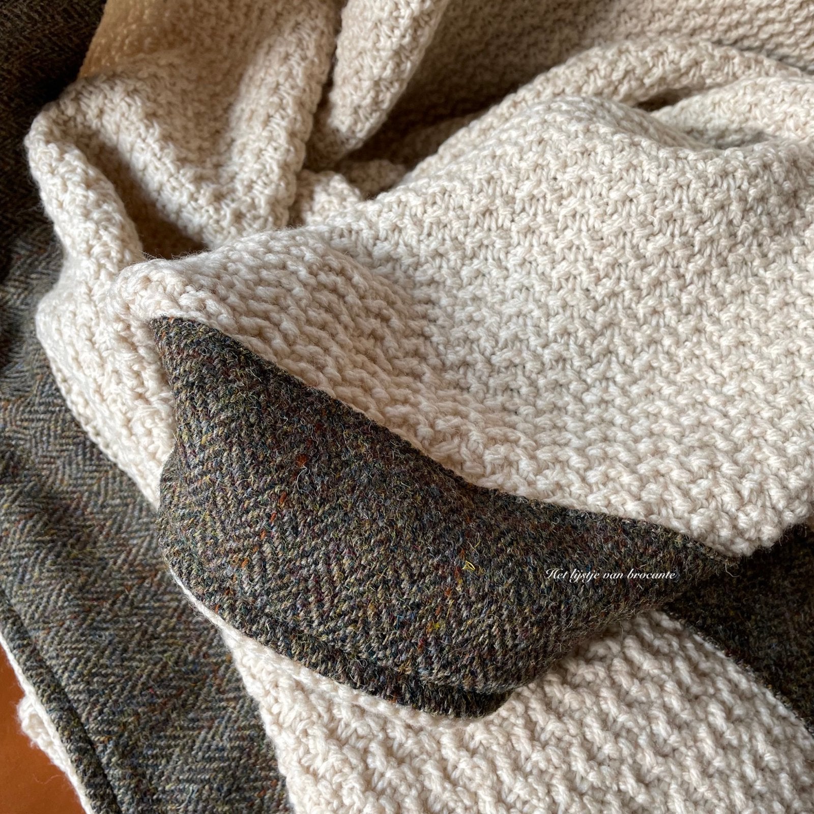 Schots gebreid wollen plaid Lomrach / Harris Tweed Loden, Westdijk 41 3241 GT Middelharnis, Info@lijstjevanbrocante.nl, Ophalen of Verzenden