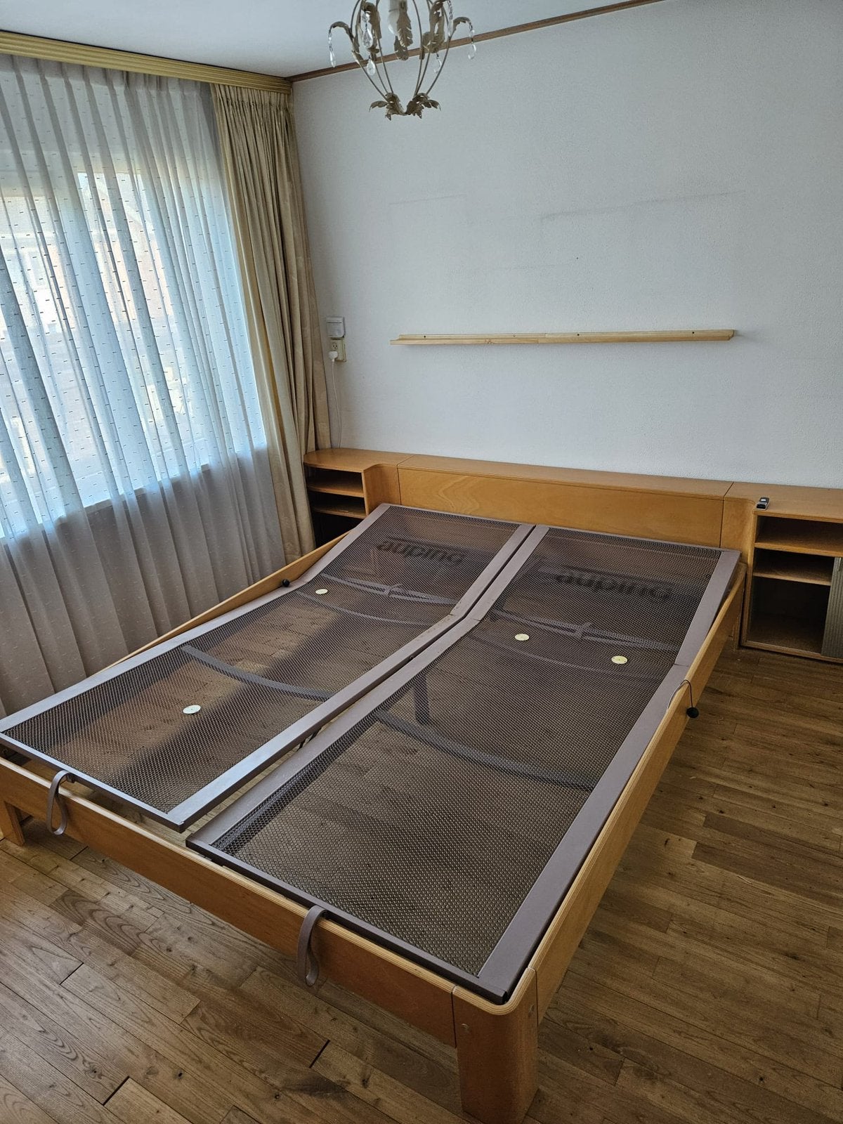 Houten tweepersoonsbed 180x220 incl hoofdbord/nachtkastjes, Huis en Inrichting, Ophalen, Gebruikt, Tweepersoons, 180 cm