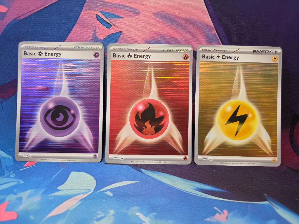 Pokémon Holo Energy Set – Psychic, Fire & Lightning, Ophalen of Verzenden, Zo goed als nieuw