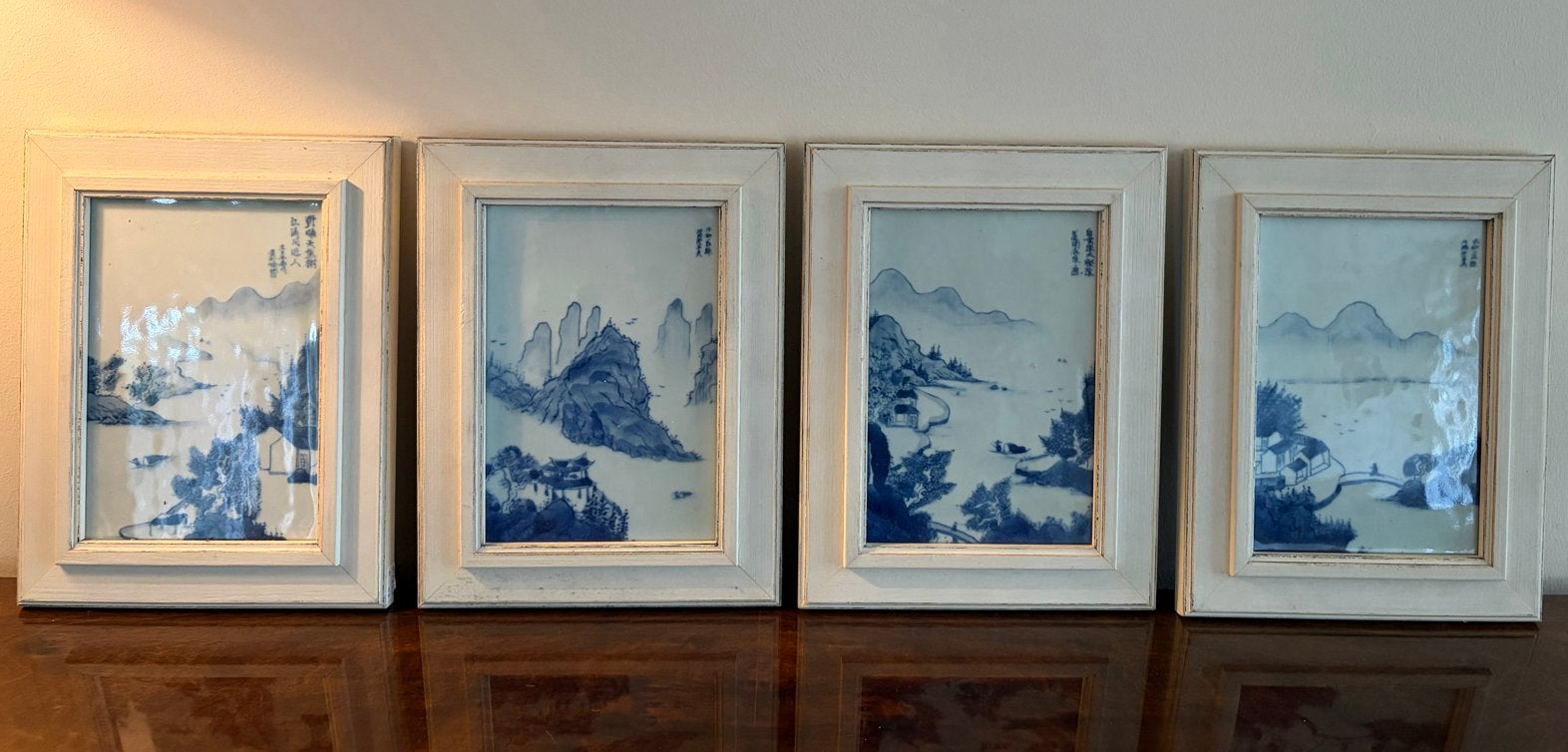 Set van 4 Vintage Chinese Porseleinen Plaquettes, Ophalen of Verzenden