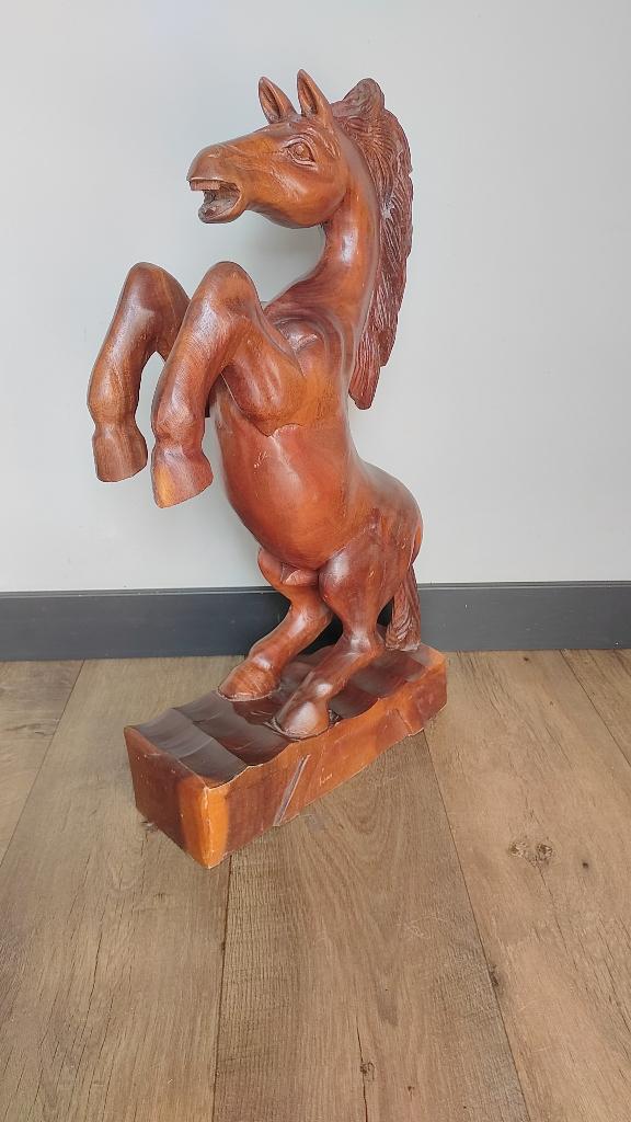 Paardenbeeld - houtsnijwerk - paardensculptuur, Ophalen, 50 - 100 cm, Zoogdier, Beeld