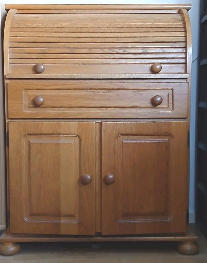 ✅️ Rolluik secretaire eikenhout In goede staat, Huis en Inrichting, Ophalen, Gebruikt, Licht eiken