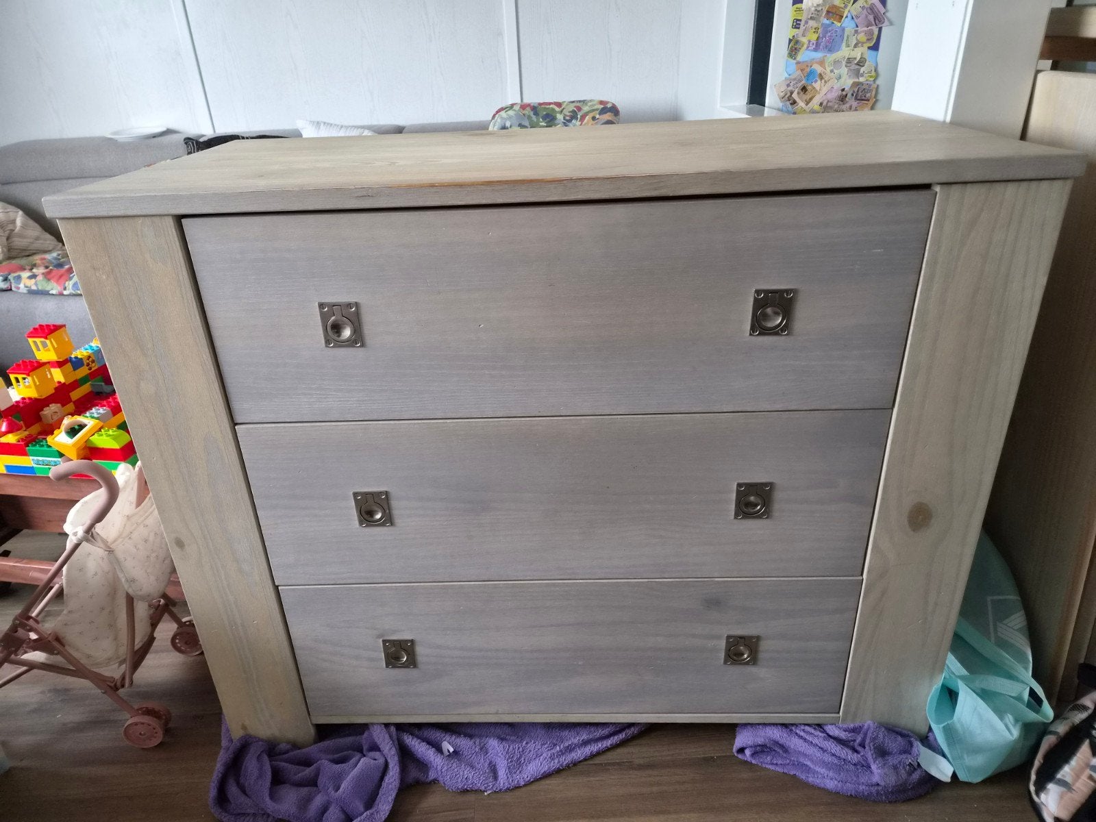 Commode met 3 laden + ledikant, Huis en Inrichting, Ophalen, 100 tot 150 cm, Modern, Scandinavisch, Grenenhout