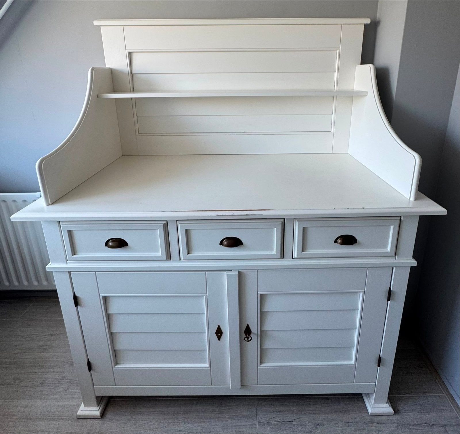 Houten Commode Wit met Lades en Kastjes, Ophalen, Gebruikt, 50 tot 70 cm, 75 tot 100 cm