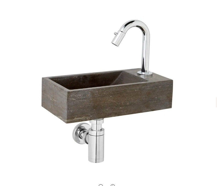Fonteinset rechts natuursteen zwart - Nieuw - Te koop, Doe-het-zelf en Verbouw, Ophalen of Verzenden, Nieuw, Steen, Wastafel
