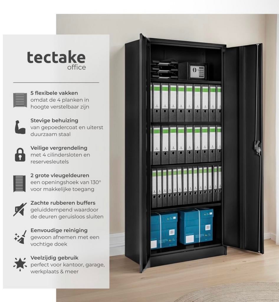 Tectake Kantoorkast - Archiefkast met 5 flexibele vakken, Ophalen of Verzenden, Nieuw
