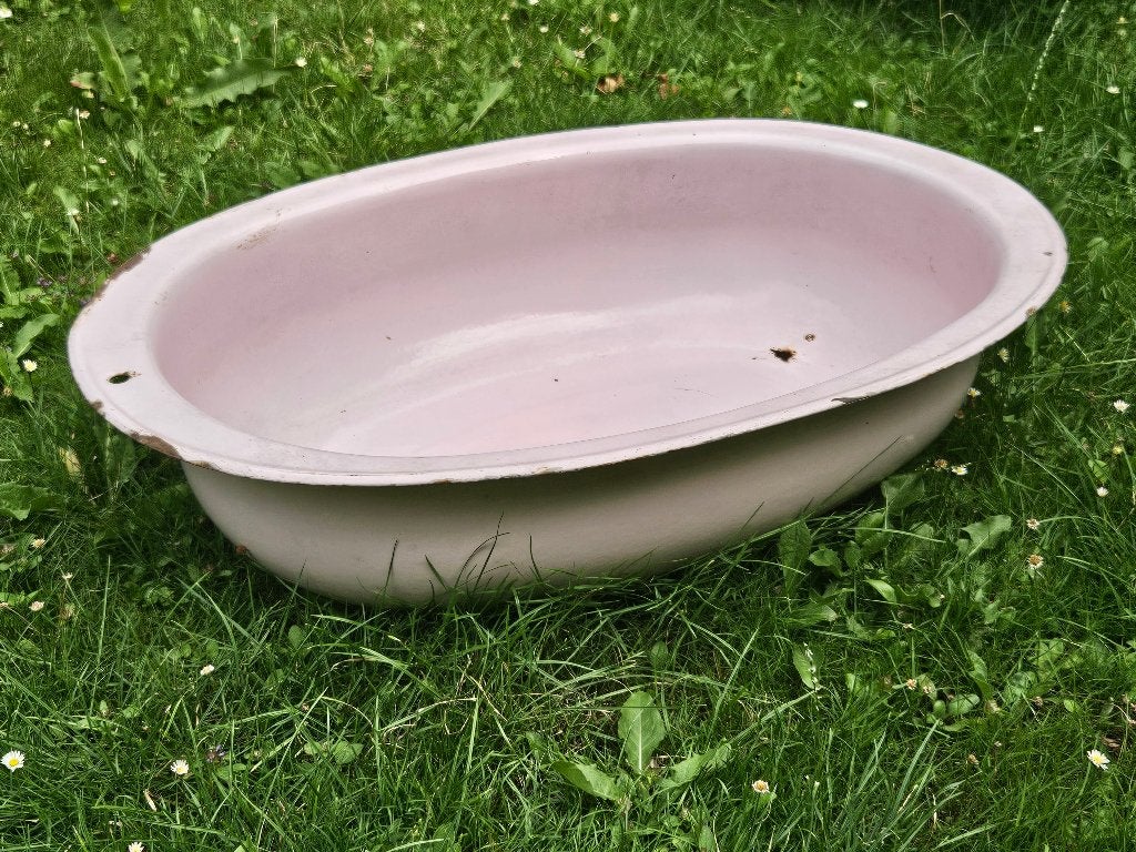 Vintage emaille babybadje zacht roze, Antiek en Kunst, Ophalen