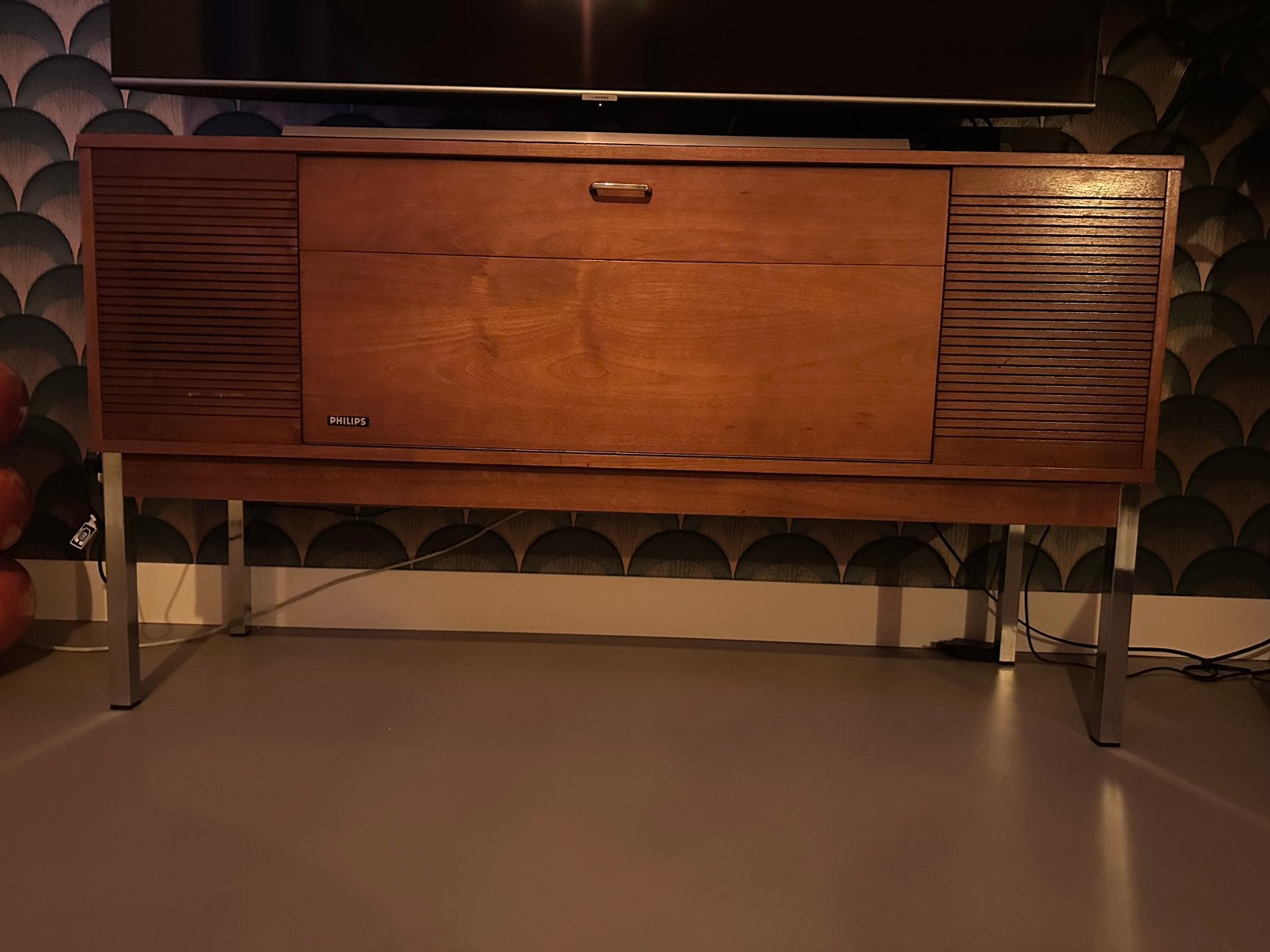 Philips vintage stereo/televisie meubel – mid‑century, Antiek en Kunst, Ophalen
