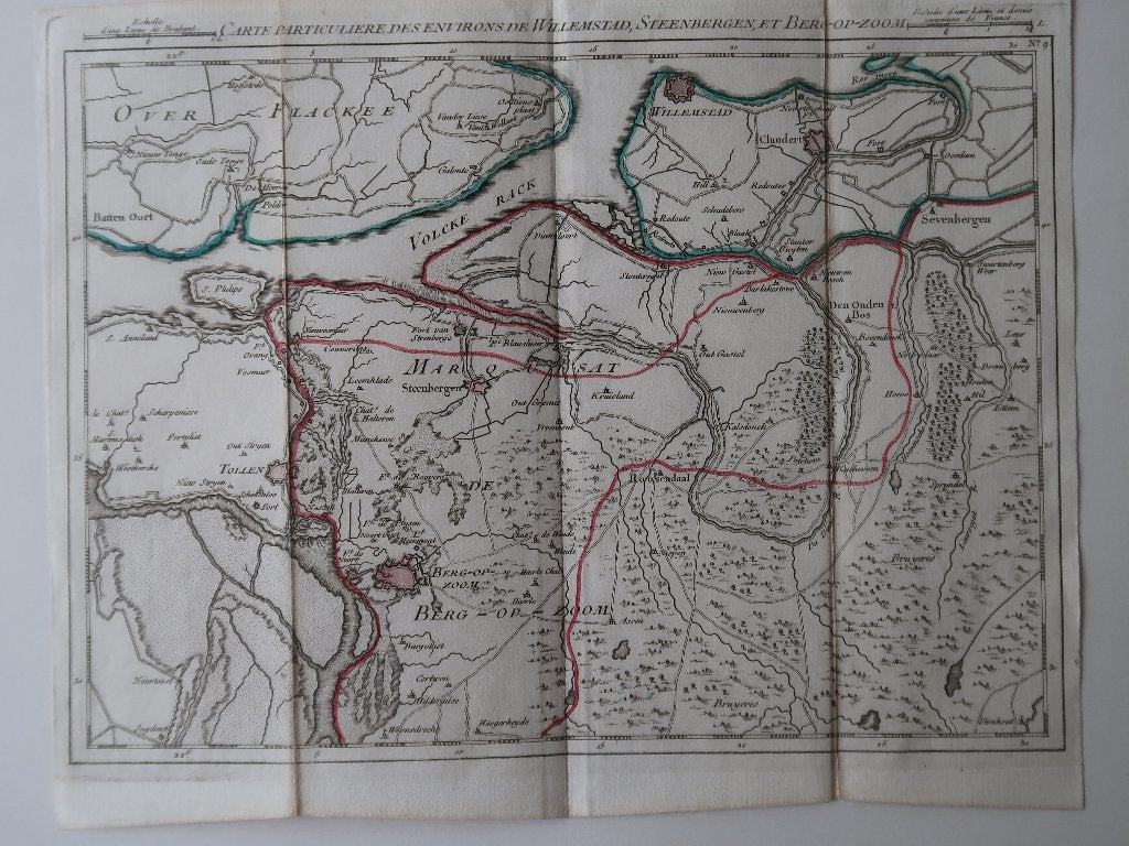 antieke kaart Bergen op Zoom markiezaat  Tholen Willemstad, 25 cm, Ophalen of Verzenden, Gravure, 32 cm