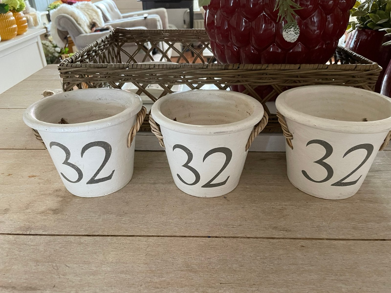 3 x Riviera maison bloempot nm 32, Tuin en Terras, Bloempotten, Rond, Ophalen of Verzenden, Zo goed als nieuw, Aardewerk