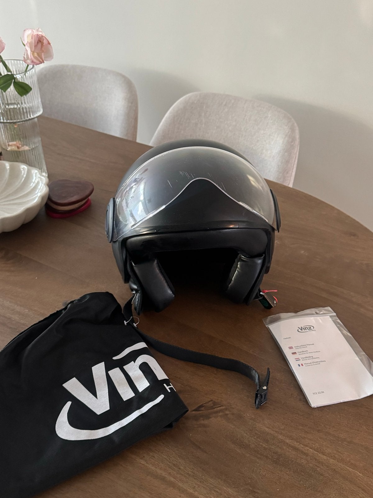 Vinz Scooterhelm Maat S Zwart - Goede Staat, Ophalen of Verzenden, Gebruikt, Small