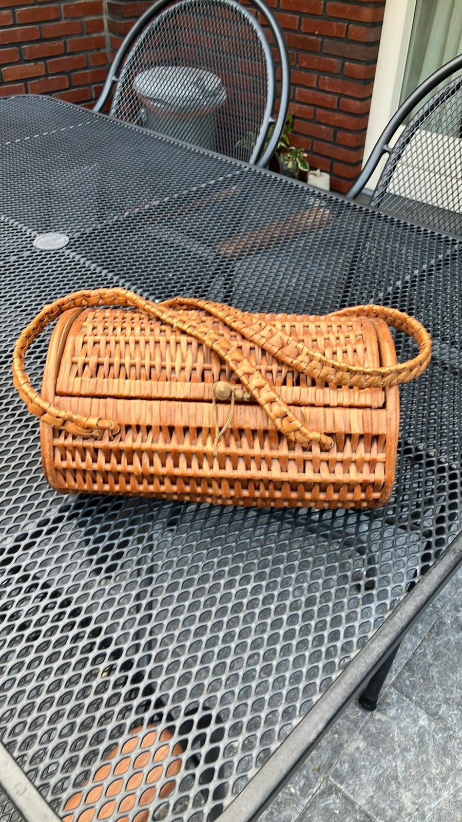Vintage antiek oud rieten tasje / mandje carnaval, Ophalen of Verzenden
