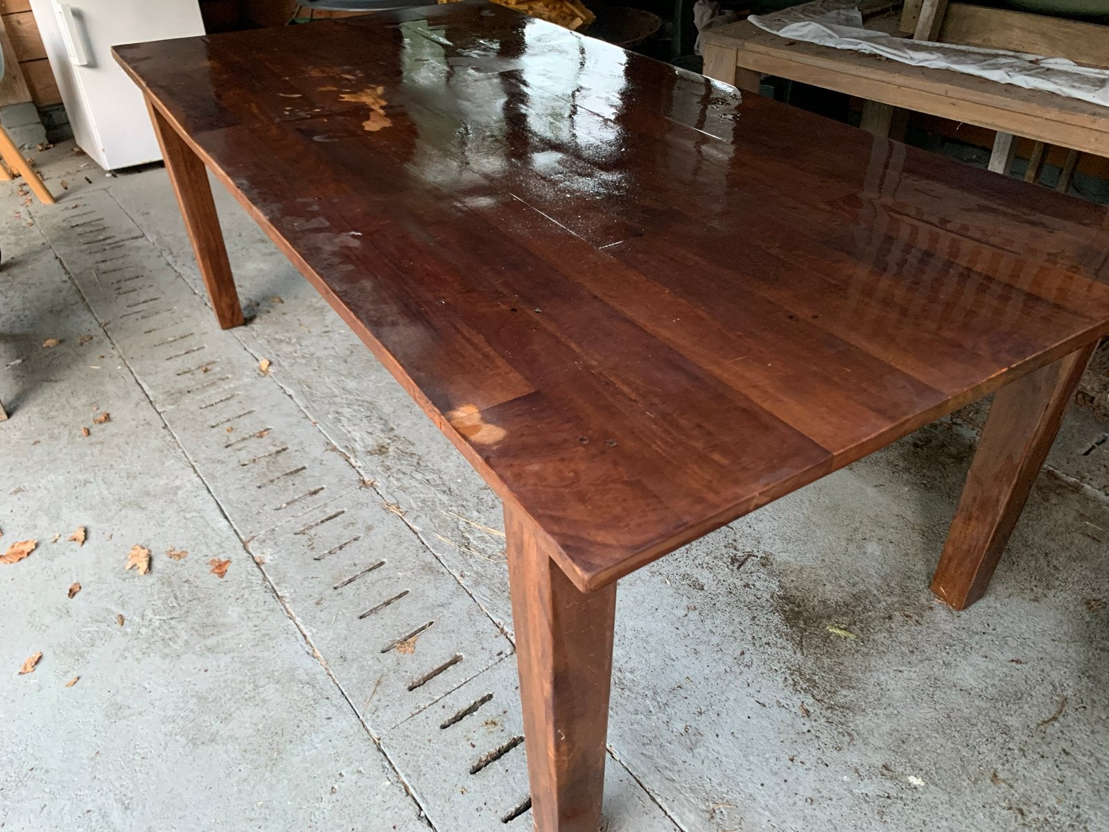 Gratis Teakhouten eettafel - Opknappertje (220x110), Ophalen, Gebruikt, 100 tot 150 cm, 200 cm of meer