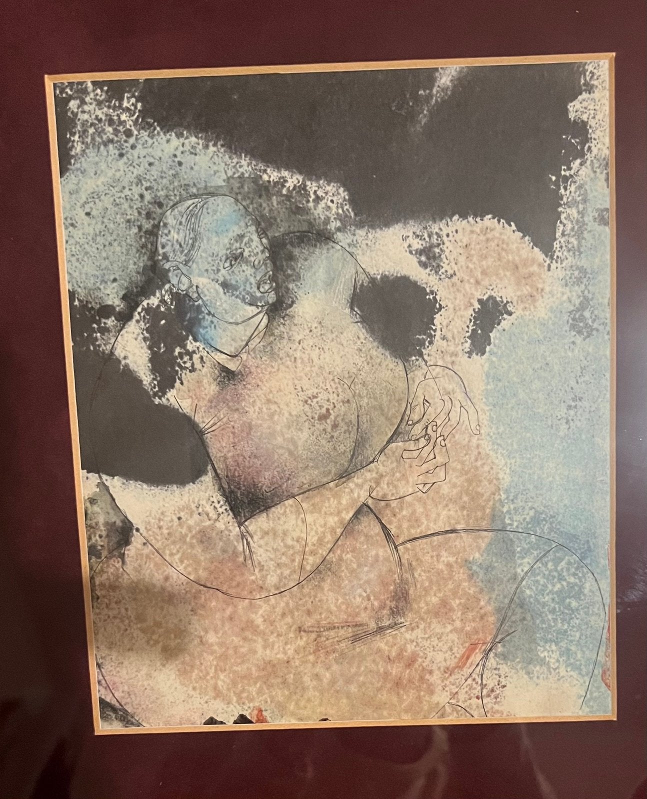 Theo Bitter schilderij gem. techniek Mystiek figuur 1951, Antiek en Kunst, Kunst | Schilderijen | Klassiek, Ophalen of Verzenden