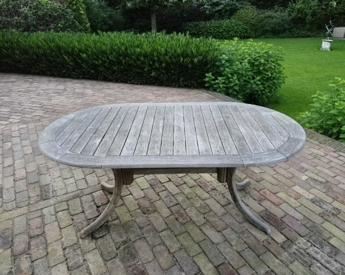 Ovale teak houten tuintafel, Ophalen, Ovaal, Teakhout