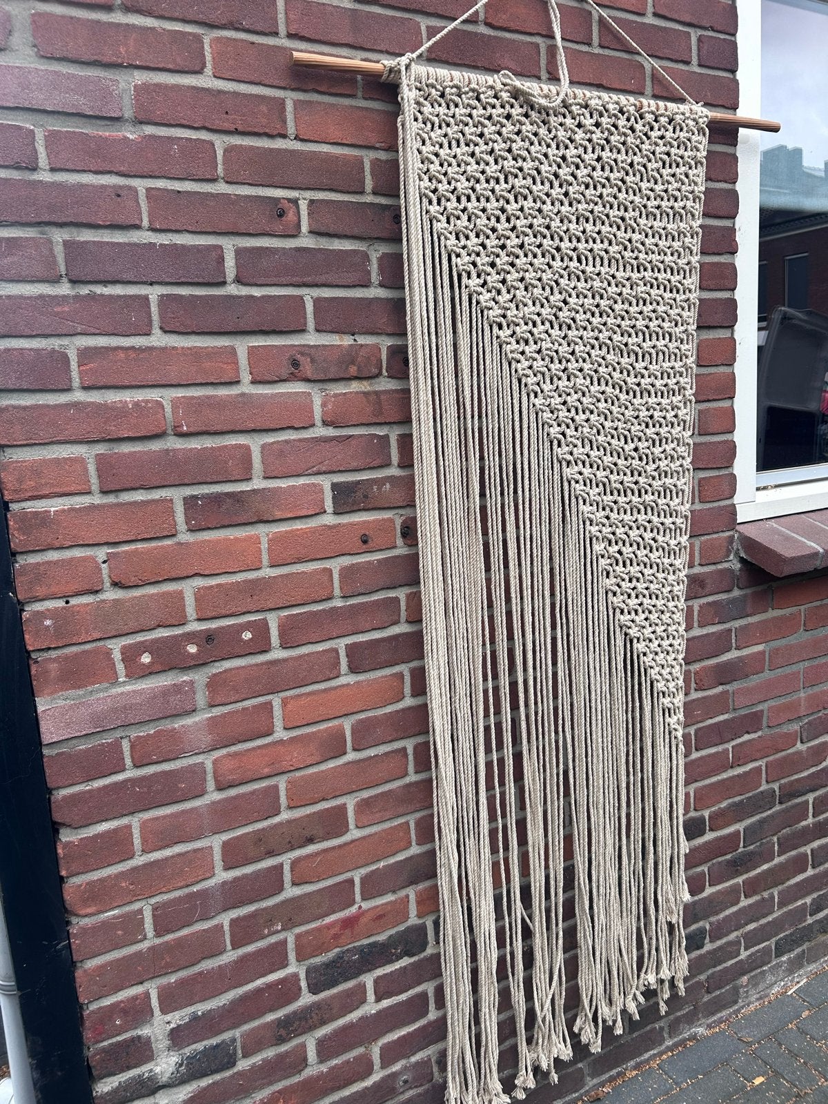 Boho Wandkleed / Wandhanger - Handgemaakt Macramé Decoratie, Beige, Boho, Ophalen of Verzenden, Zo goed als nieuw