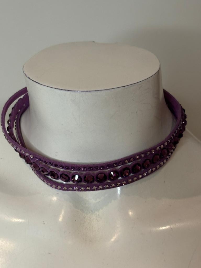 Swarovski dubbele armband met steentjes kan ook als ketting, Met kristal, Overige materialen, Paars, Ophalen of Verzenden