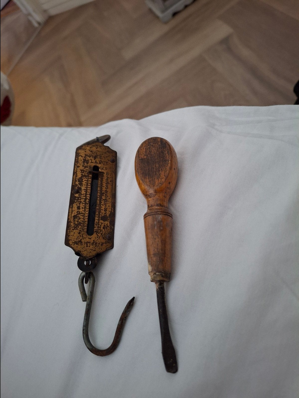 Vintage maatweegschaal en priem, Ophalen of Verzenden