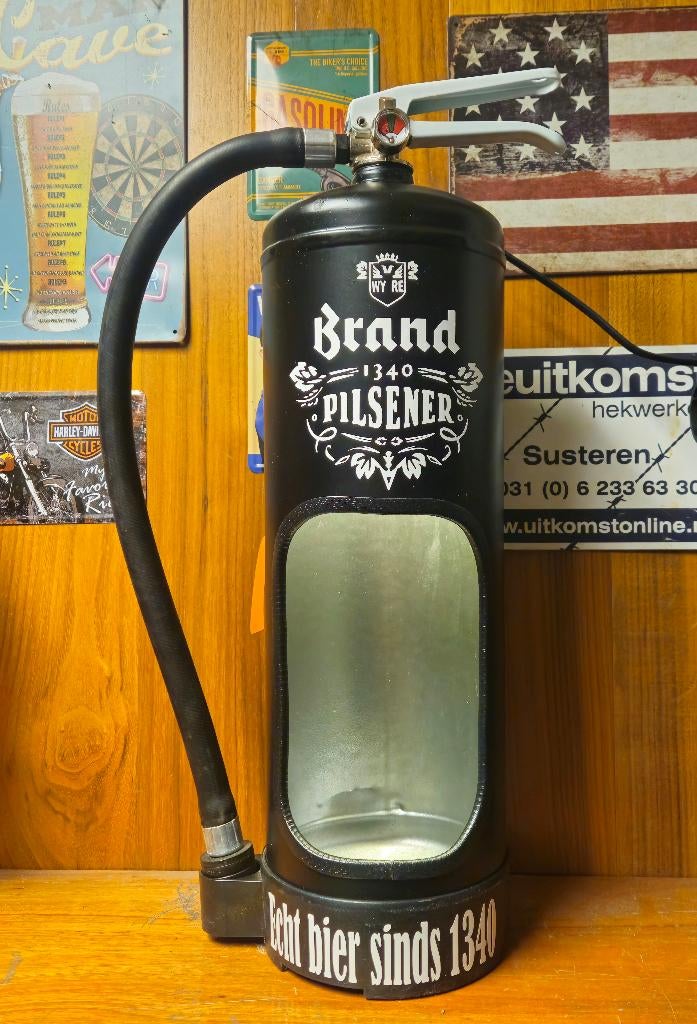 Brand bier decoratieve brandblusser lamp, mancave, Ophalen of Verzenden, Nieuw, Minder dan 50 cm