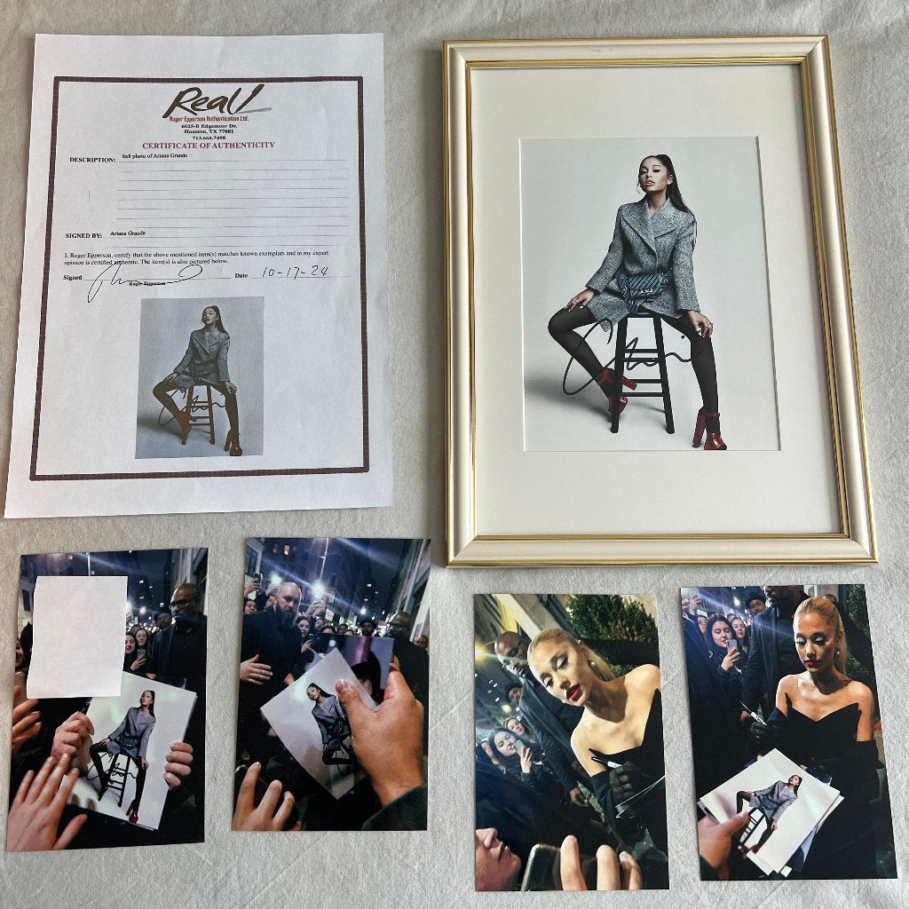 Ariana Grande gesigneerde foto + foto's signeermoment, Verzamelen, Muziek, Artiesten en Beroemdheden, Ophalen of Verzenden, Nieuw