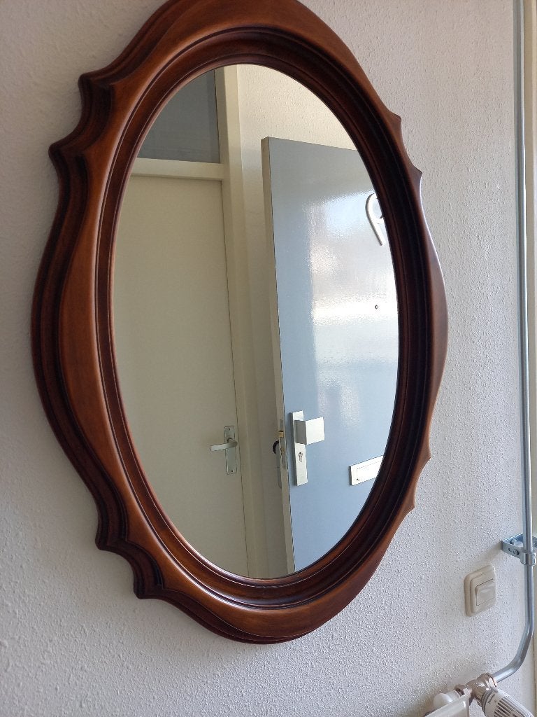 spiegel, ovaal, Ophalen, 100 tot 150 cm, Zo goed als nieuw, 75 tot 100 cm