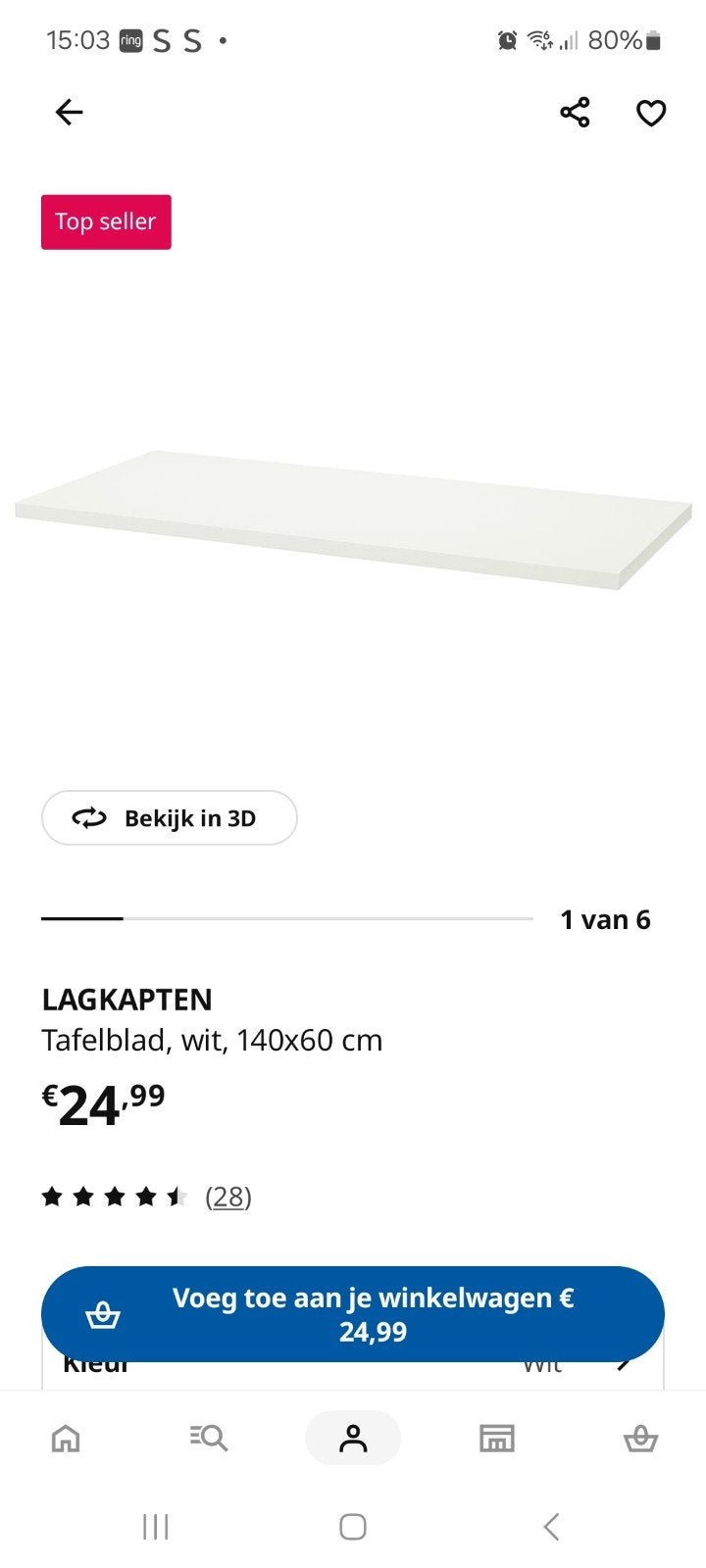 Ikea bureaublad + poten te koop, Ophalen, Zo goed als nieuw, IKEA, 140 cm