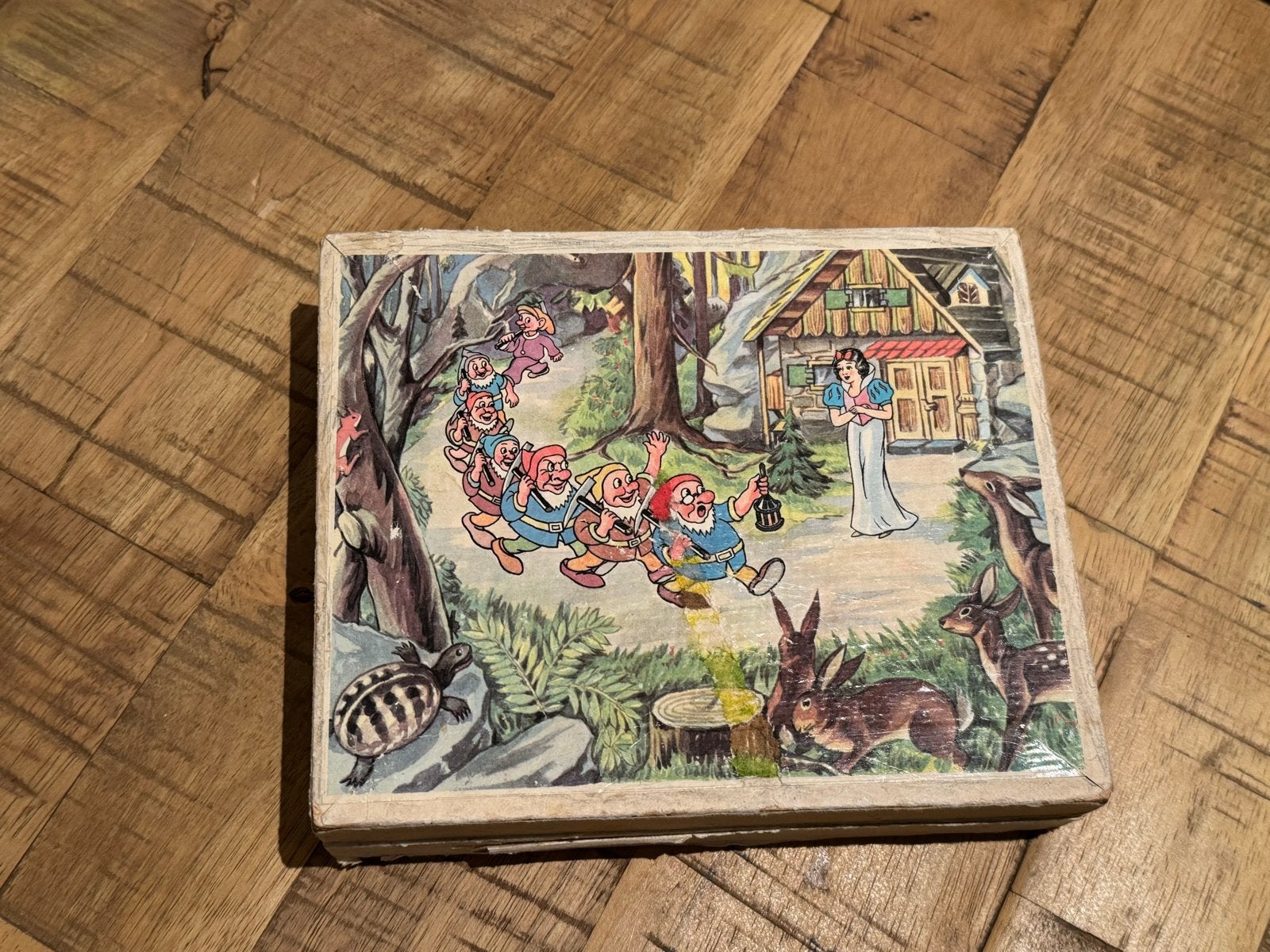 Vintage Sprookjes Blokkenpuzzel - Sneeuwwitje, Boeken, Ophalen of Verzenden, Gelezen