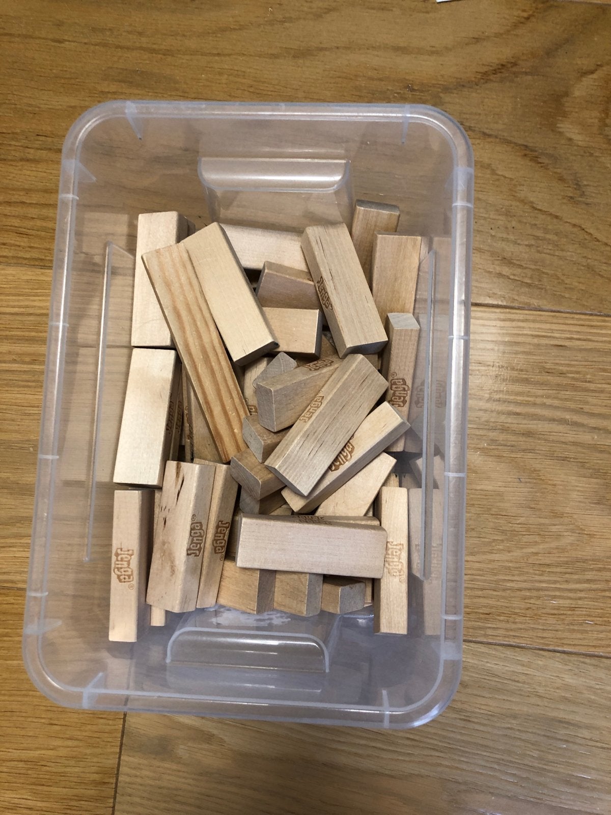 Jenga spel in handige opbergbox, Een of twee spelers, Ophalen of Verzenden, Gebruikt