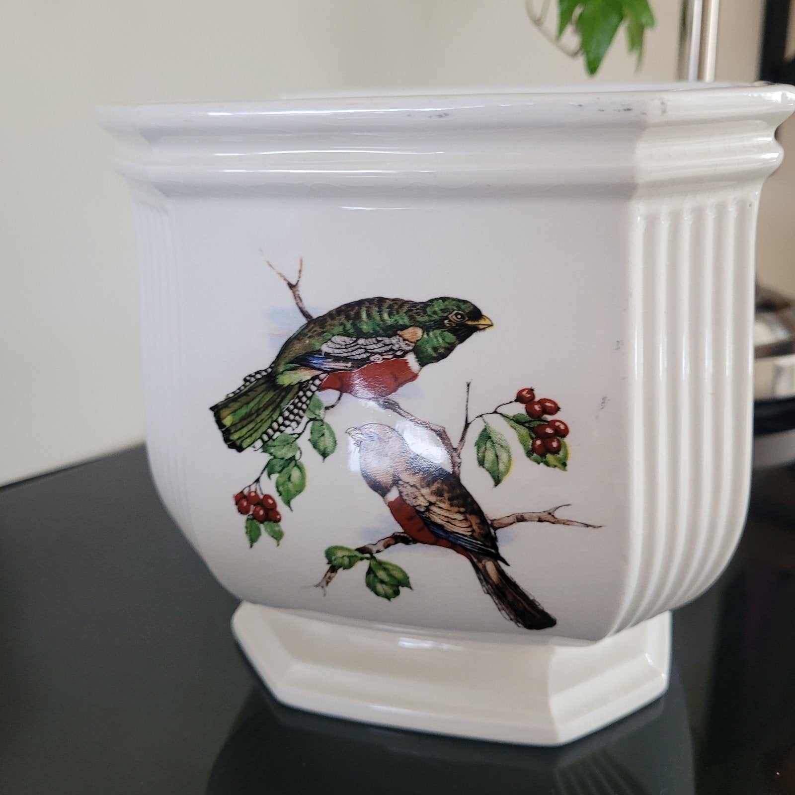 Vintage Howard Staffordshire bloempot met vogels, Ophalen of Verzenden