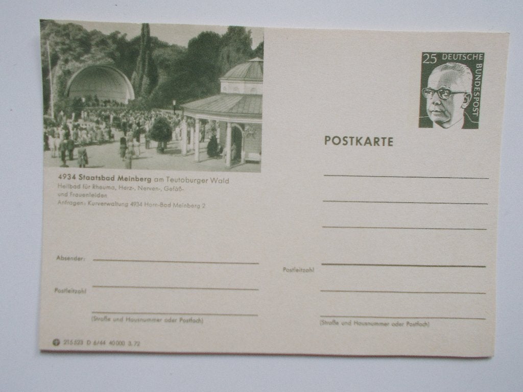 BRD, Beeldpostkaart Staatsbad Meinberg 1972., Ophalen, Briefkaart