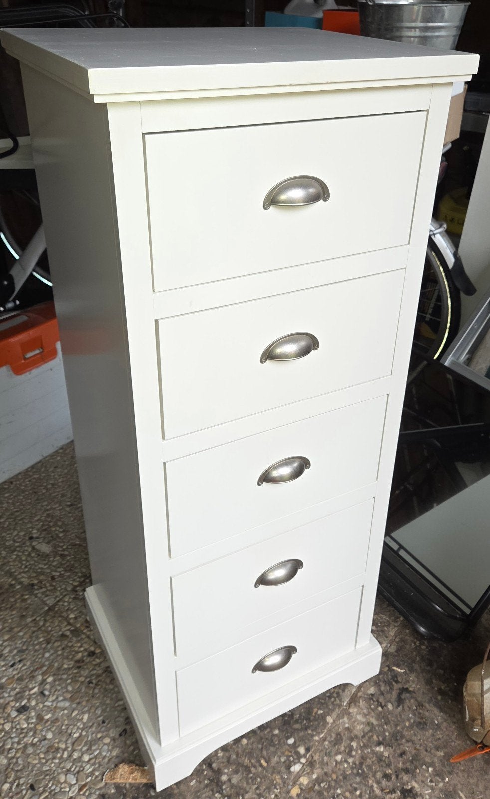 Witte ladekast met 5 laden, Huis en Inrichting, Ophalen, Gebruikt, 5 laden of meer, 100 tot 150 cm