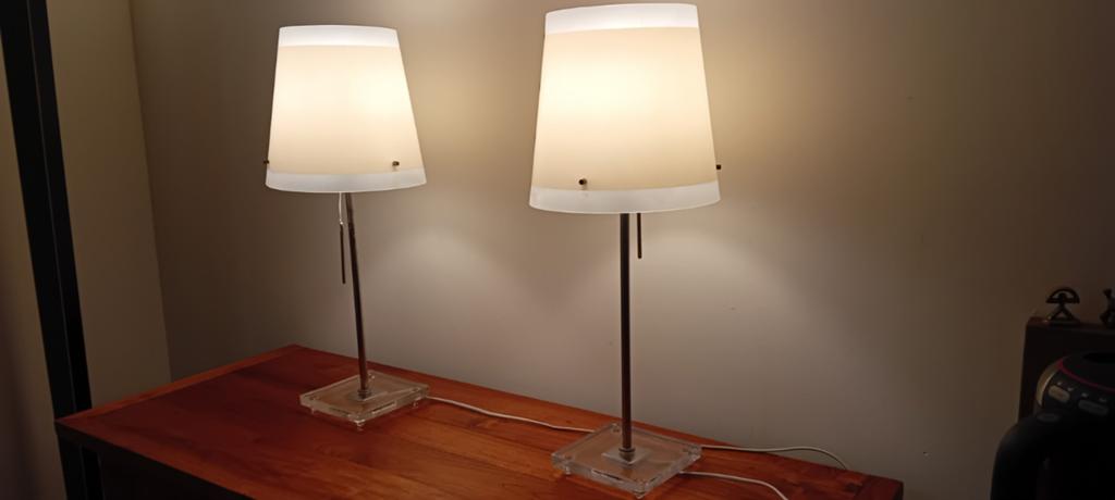 2 Vintage Ikea Tafellampen type B9916, Ophalen, Glas, 50 tot 75 cm