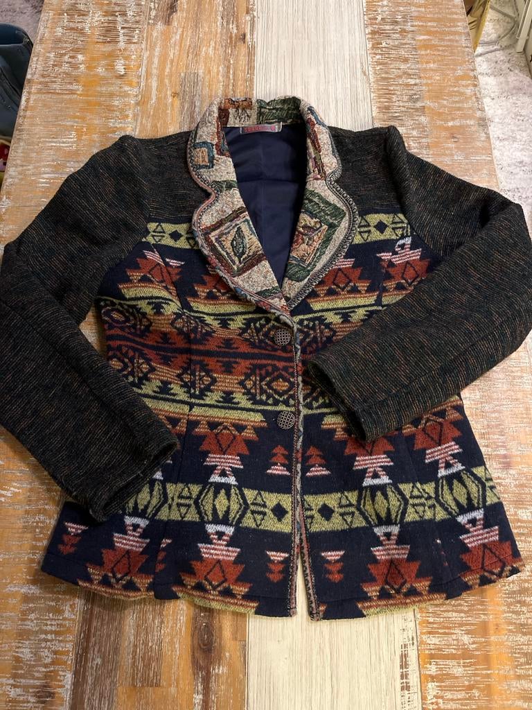 Vintage Azteken Patroon Jasje - Uniek & Stijlvol, Kleding | Dames, Ophalen of Verzenden, Gedragen, Maat 36 (S), Overige kleuren