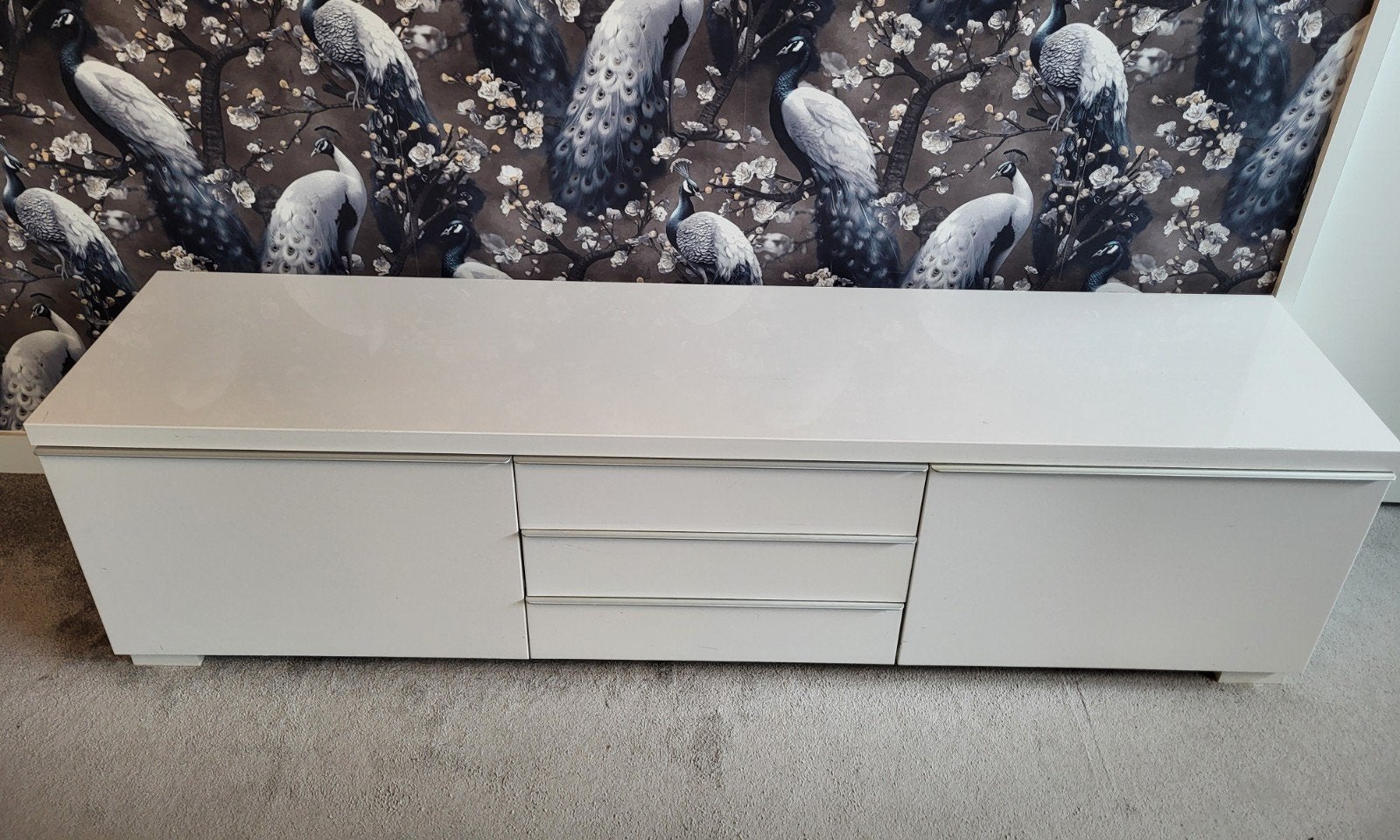 wit hoogglans dressoir of tv meubel, Ophalen, Gebruikt, 150 tot 200 cm, Minder dan 100 cm