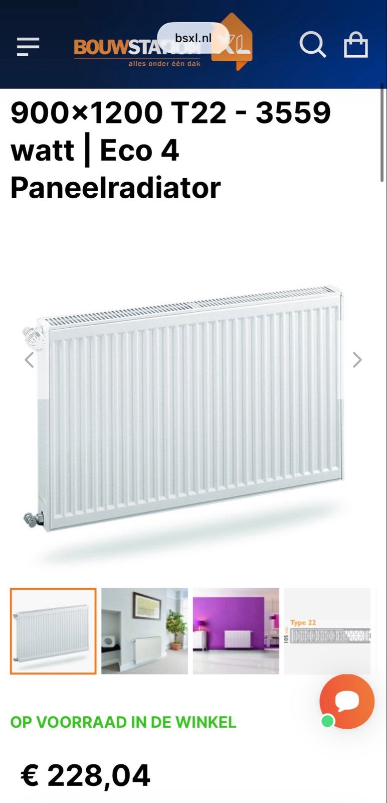 Paneelradiator 900x1200 T22 - 3559 watt | Eco 4, Ophalen, Radiator, Zo goed als nieuw, 60 tot 150 cm