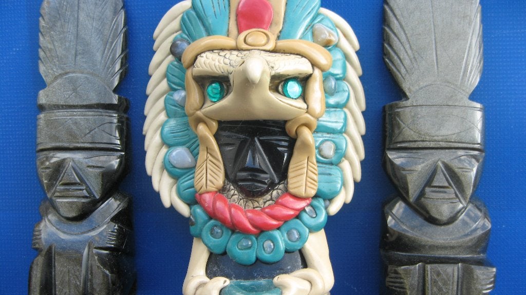 Mexicaanse Zwarte Onyx Azteekse & Maya beeldjes, Ophalen, Overige onderwerpen, Minder dan 20 cm, Natuurlijk materiaal