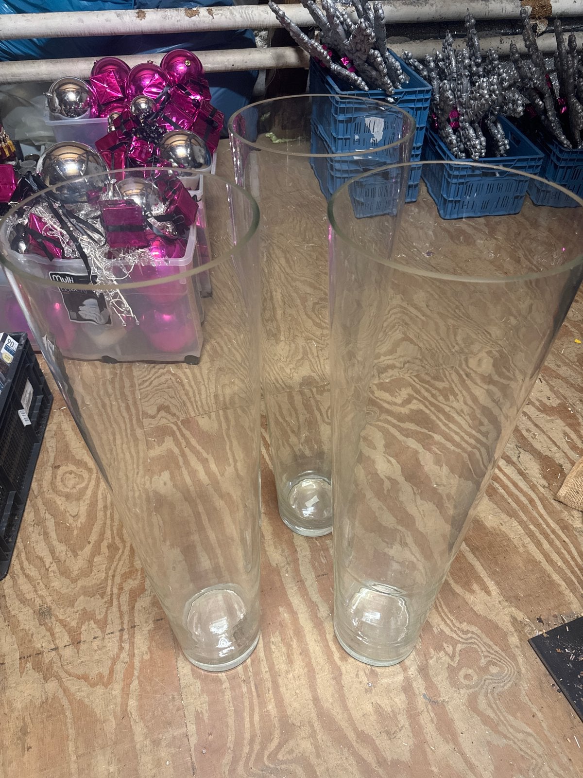 Set van 3 Grote Glazen Vazen - Decoratief en Veelzijdig, Antiek en Kunst, Ophalen