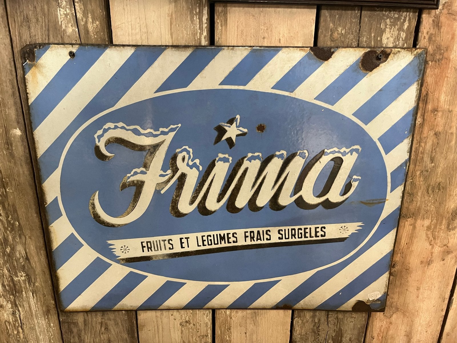 Dubbelzijdig Emaille Reclamebord 'Frima' - 80x62cm, Ophalen
