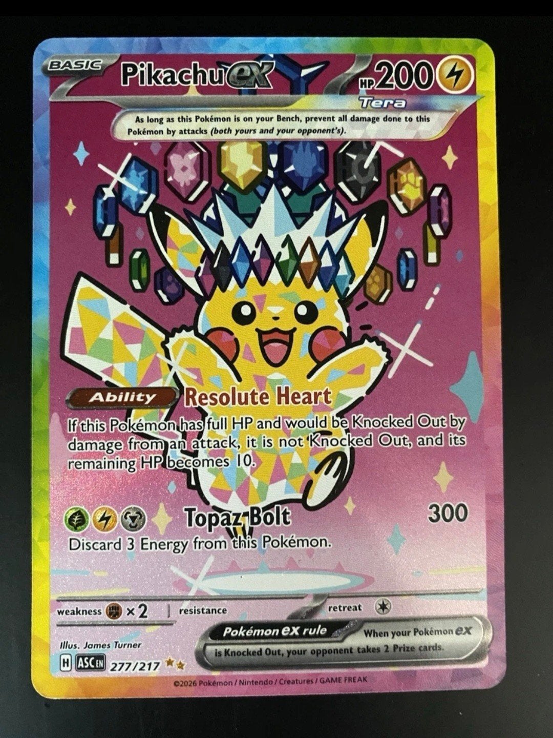 Pikachu ex Tera 277/217 Pokémon kaart, Ophalen of Verzenden, Zo goed als nieuw, Losse kaart