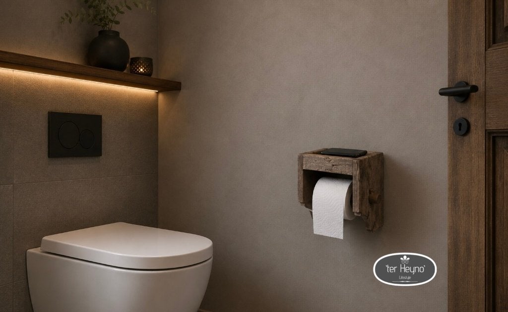 Oud houten toiletrol houder wc hout stoer sober landelijk, Verzenden, Nieuw, Hout, Landelijk