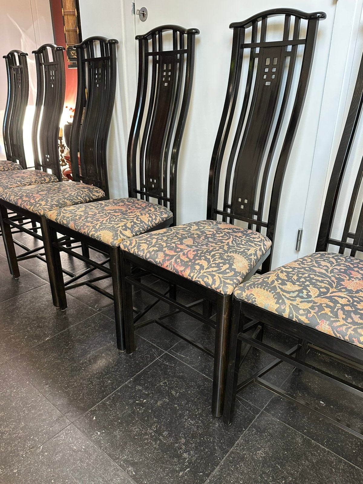 6x GIORGETTI Italian Design Umberto Asnago stoelen jaren ‘80, Ophalen, Italian Design jaren '80, Zo goed als nieuw, Stof